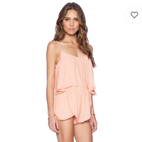 Lovers + Friends Pants - Lovers + Friends June Shorts Romper Peach Daiquiri